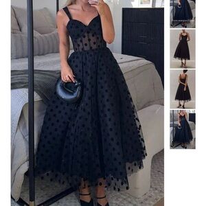 Elegant Black Polka Dot Dress